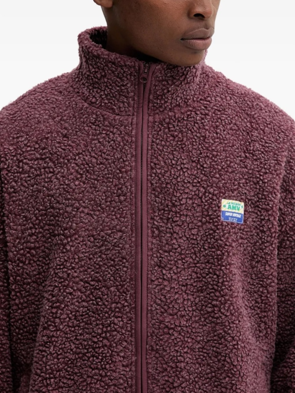 American Vintage Hoktown Zip Fleece Jacket Burgundy